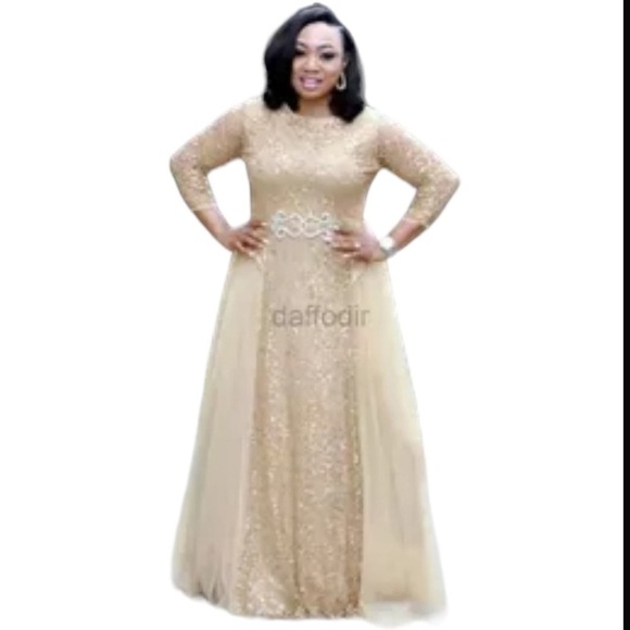 House of S.D Gold Mother of the Bride Maxi Evening Dress Size XL - Picture 1 of 14